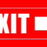 Red directional sign reading "EXIT" with a right-pointing arrow.
