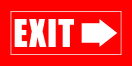 Red directional sign reading "EXIT" with a right-pointing arrow.