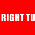 Red directional sign reading "NO RIGHT TURN."