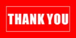 Red directional sign reading "THANK YOU."