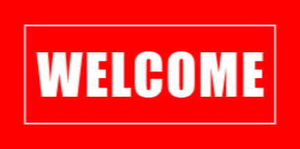 Letrero direccional rojo que dice "BIENVENIDO."