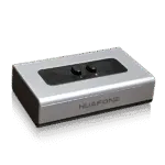 Silver Avio Technologies lane selector box, angled view, with two numbered control knobs.