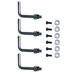 Four L-shaped mounting bolts with nuts, plus assorted small screws and washers.