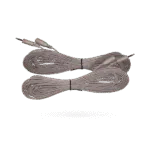 Two coiled beige 3.5mm audio cables with connectors on both ends.