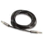 Coiled black 3.5mm male-to-male audio jack cable, 4 feet long.