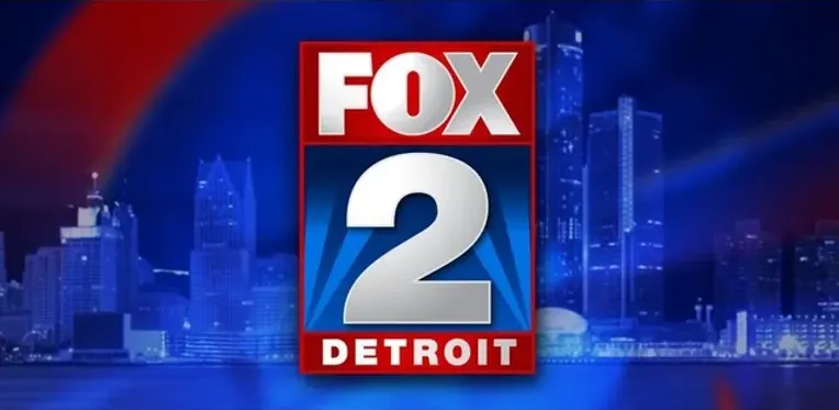 FOX 2 Detroit news station logo over a nighttime Detroit skyline background.