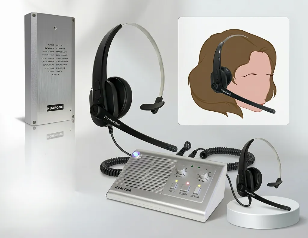 Avio Starter Kit with a brushed metal intercom speaker post, a wireless headset, a headset-wearing illustration, and a silver master station console with a second headset on a stand.