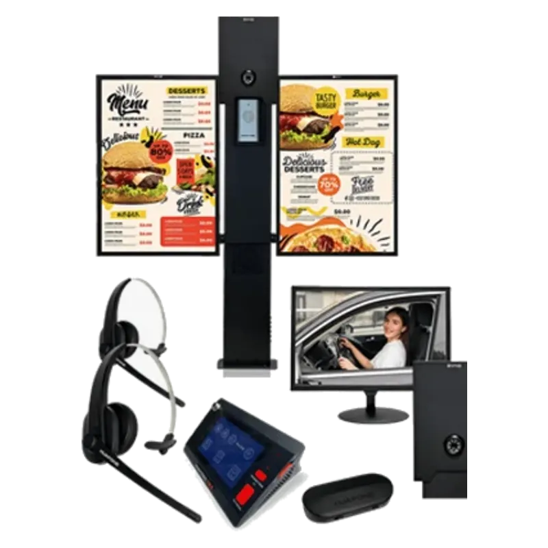 Avio drive-thru intercom and menu board bundle equipment