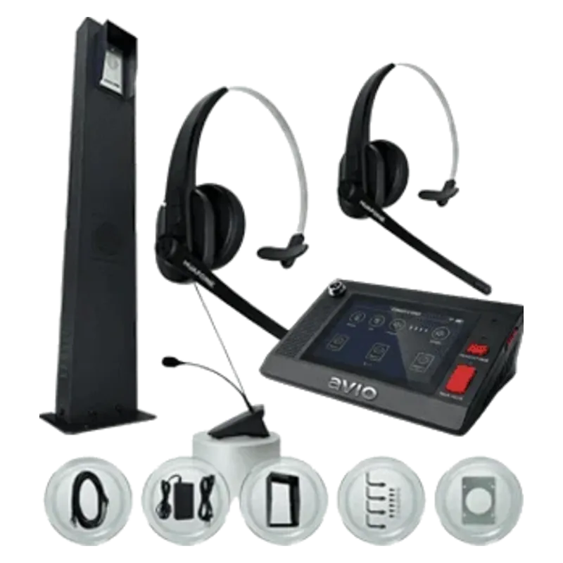 Avio drive-thru intercom kit with wireless headset equipment